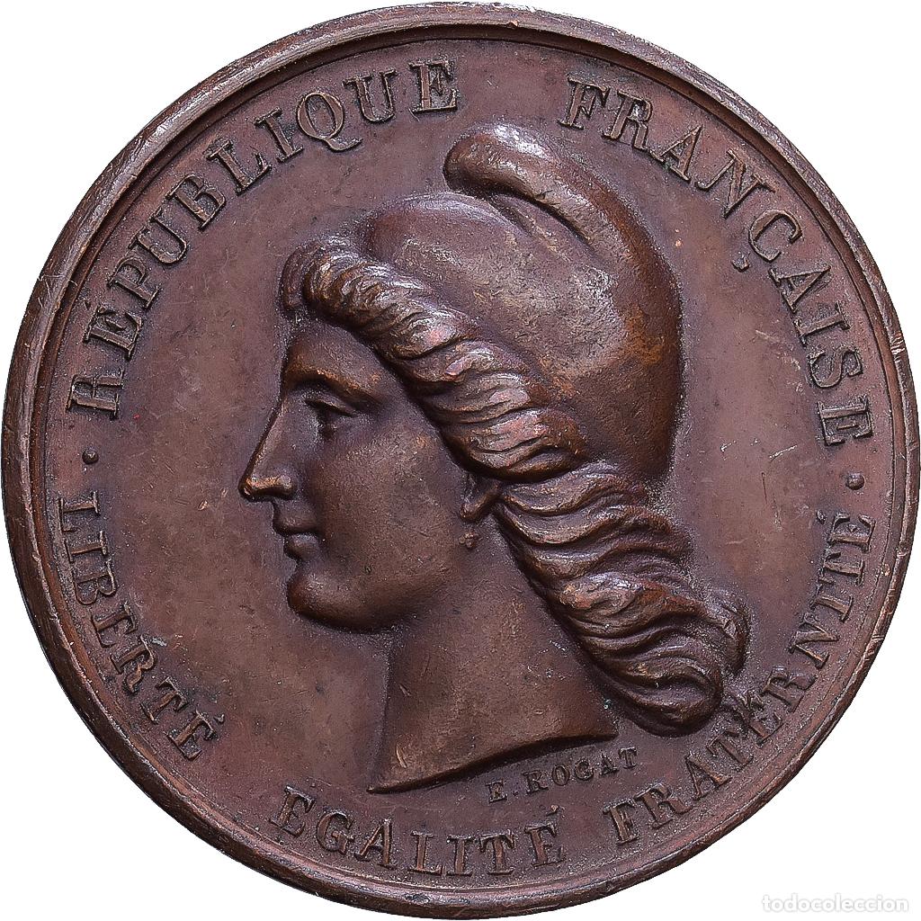 Medallas hist&oacute;ricas: [#1215724] Francia, medalla, Distribution des Drapeaux, 20 avril, 1848, Cobre, Rogat, MBC