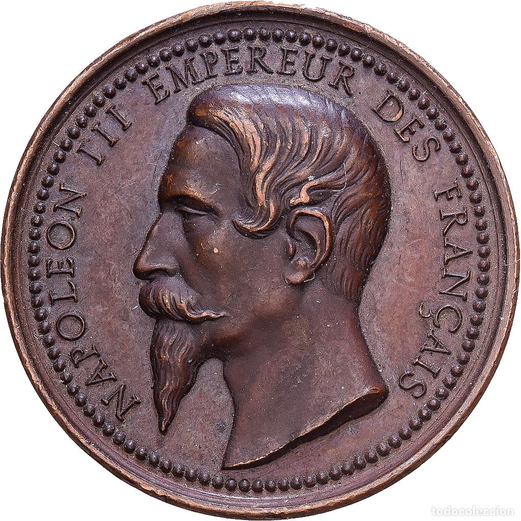Medallas hist&oacute;ricas: [#1215726] Francia, medalla, Napol&eacute;on III, Palais du Commerce &agrave; Lyon, 1856, Cobre, Penin