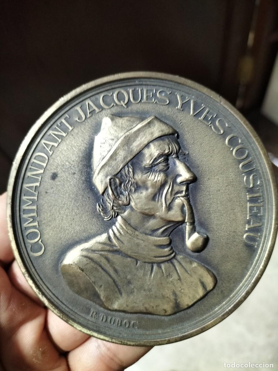 Medallas hist&oacute;ricas: Enorme Medalla bronce Jacques Cousteau y su buque Calypso -
