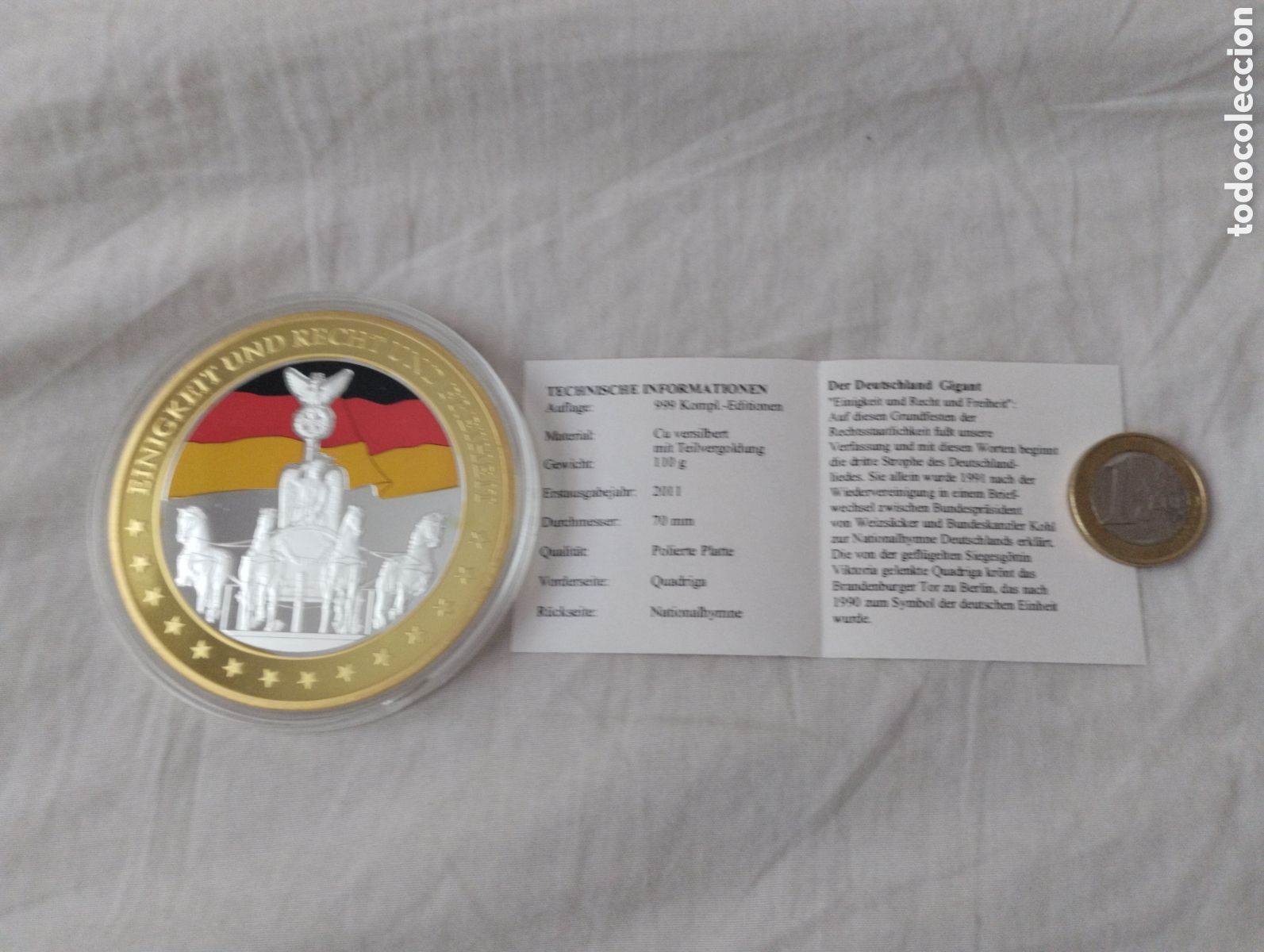 Medallas hist&oacute;ricas: Medalla bimet&aacute;lica gigante alemana de 70 mm de di&aacute;metro