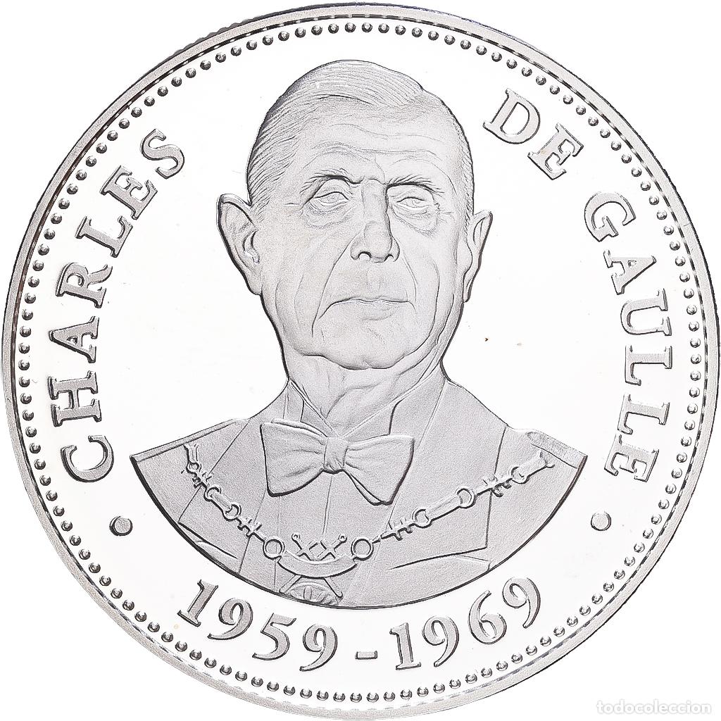 Medallas hist&oacute;ricas: [#1216302] Francia, medalla, Les Pr&eacute;sidents de la R&eacute;publique, Charles De Gaulle, Plata