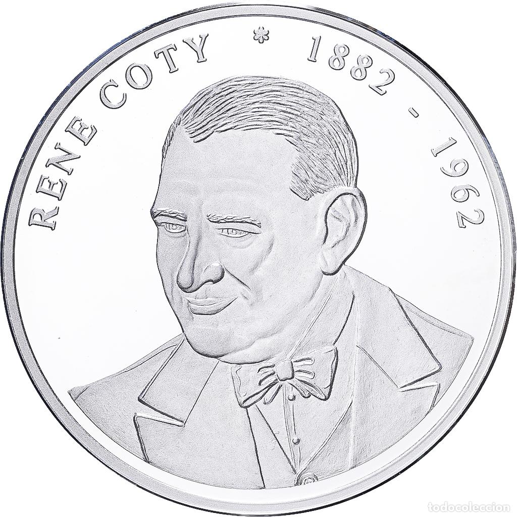 Medallas hist&oacute;ricas: [#1216378] Francia, medalla, Les Pr&eacute;sidents de la R&eacute;publique, Ren&eacute; Coty, Plata, SC+