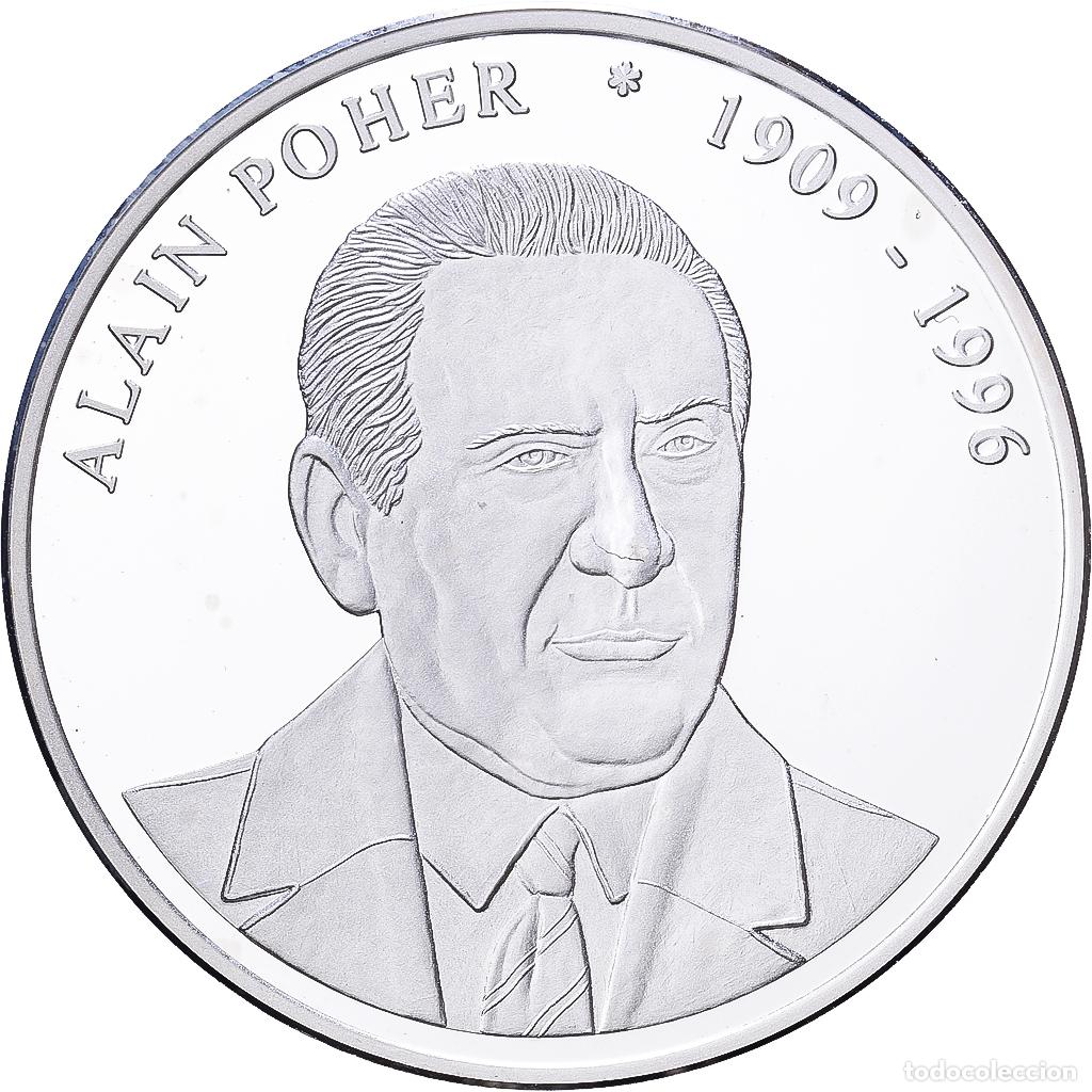 Medallas hist&oacute;ricas: [#1216394] Francia, medalla, Les Pr&eacute;sidents de la R&eacute;publique, Alain Poher, Plata, SC+