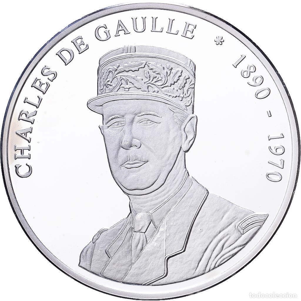 Medallas hist&oacute;ricas: [#1216395] Francia, medalla, Les Pr&eacute;sidents de la R&eacute;publique, Charles De Gaulle, Plata