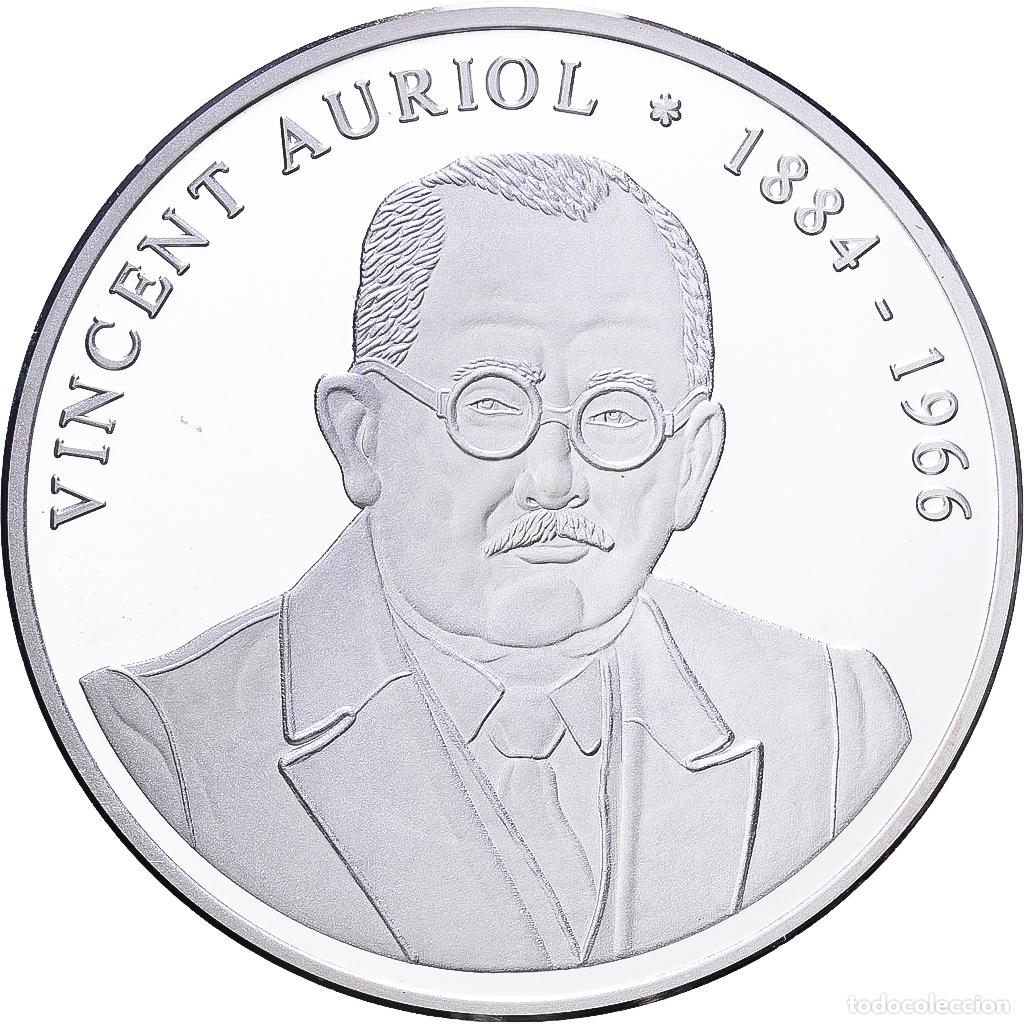 Medallas hist&oacute;ricas: [#1216397] Francia, medalla, Les Pr&eacute;sidents de la R&eacute;publique, Vincent Auriol, Plata, SC+