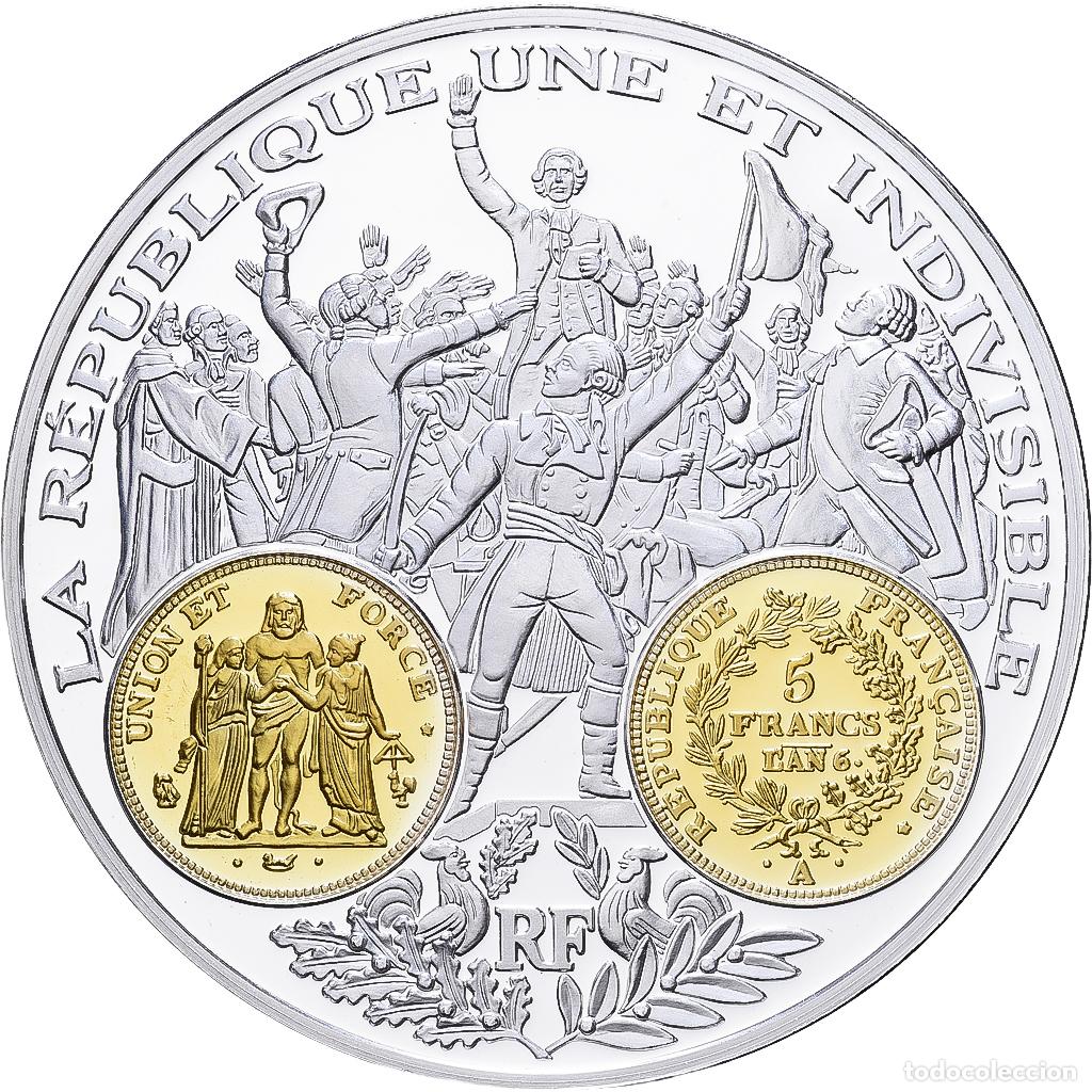 Medallas hist&oacute;ricas: [#1216691] Francia, medalla, Histoire Mon&eacute;taire, 5 Francs Union et Force, Plata, FDC