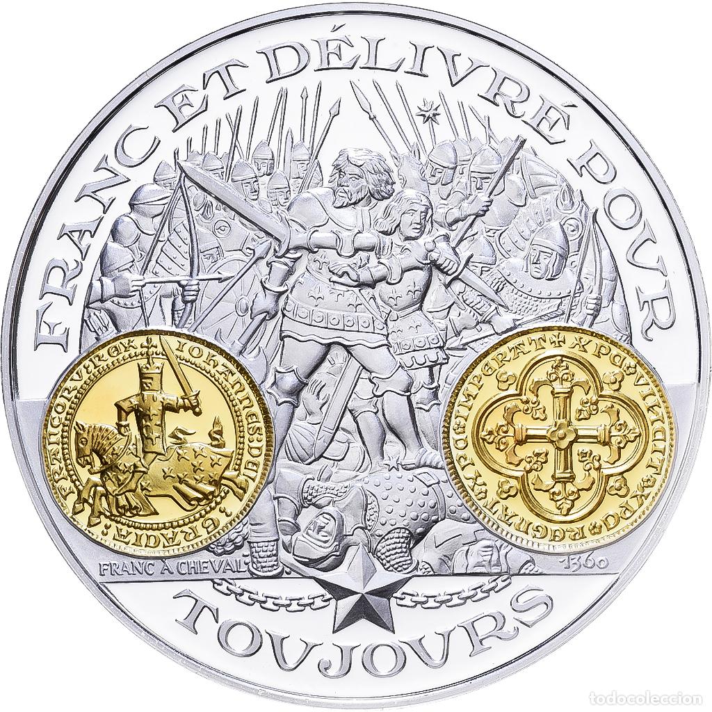 Medallas hist&oacute;ricas: [#1216695] Francia, medalla, Histoire Mon&eacute;taire, Franc &agrave; Cheval, Plata, FDC