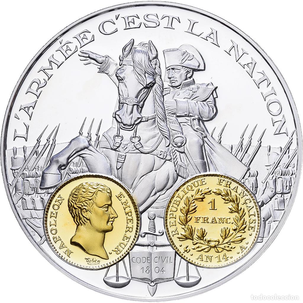 Medallas hist&oacute;ricas: [#1216697] Francia, medalla, Histoire Mon&eacute;taire, Napol&eacute;on Ier, 1 Franc An 14, Plata, FDC