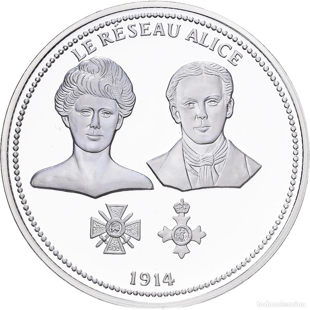Medallas hist&oacute;ricas: [#1216410] Francia, medalla, Centenaire Premi&egrave;re Guerre Mondiale, R&eacute;seau Alice, Plata