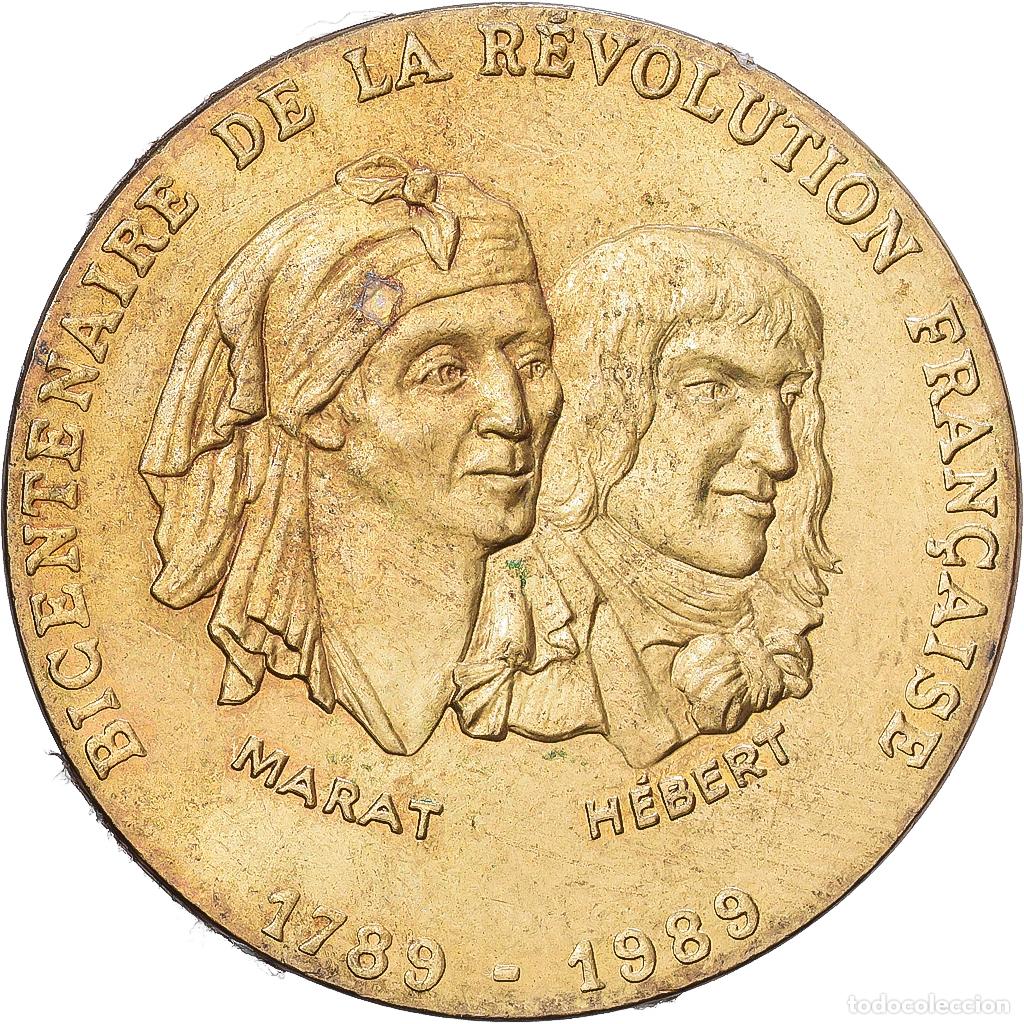 Medallas hist&oacute;ricas: [#1216277] Francia, medalla, R&eacute;volution Fran&ccedil;aise, Marat / H&eacute;bert, Aluminio y