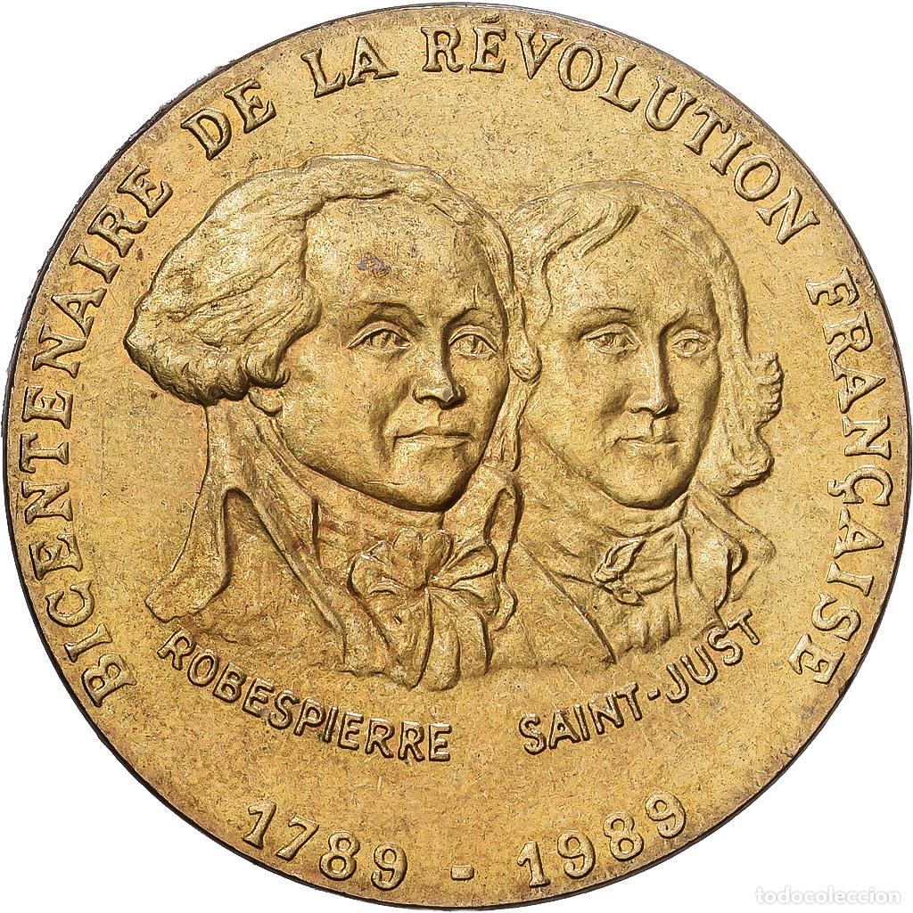 Medallas hist&oacute;ricas: [#1216278] Francia, medalla, R&eacute;volution Fran&ccedil;aise, Robespierre / Saint-Just, Aluminio y