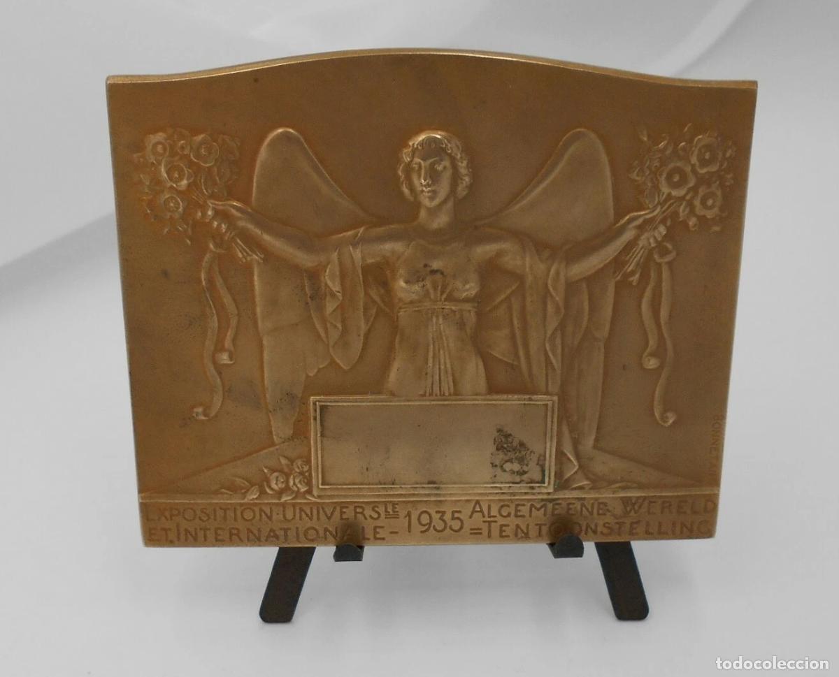 Medallas hist&oacute;ricas: PLAQUE MEDAILLE BRONZE EXPOSITION UNIVERSELLE 1935 BRUXELLES BONNETAIN