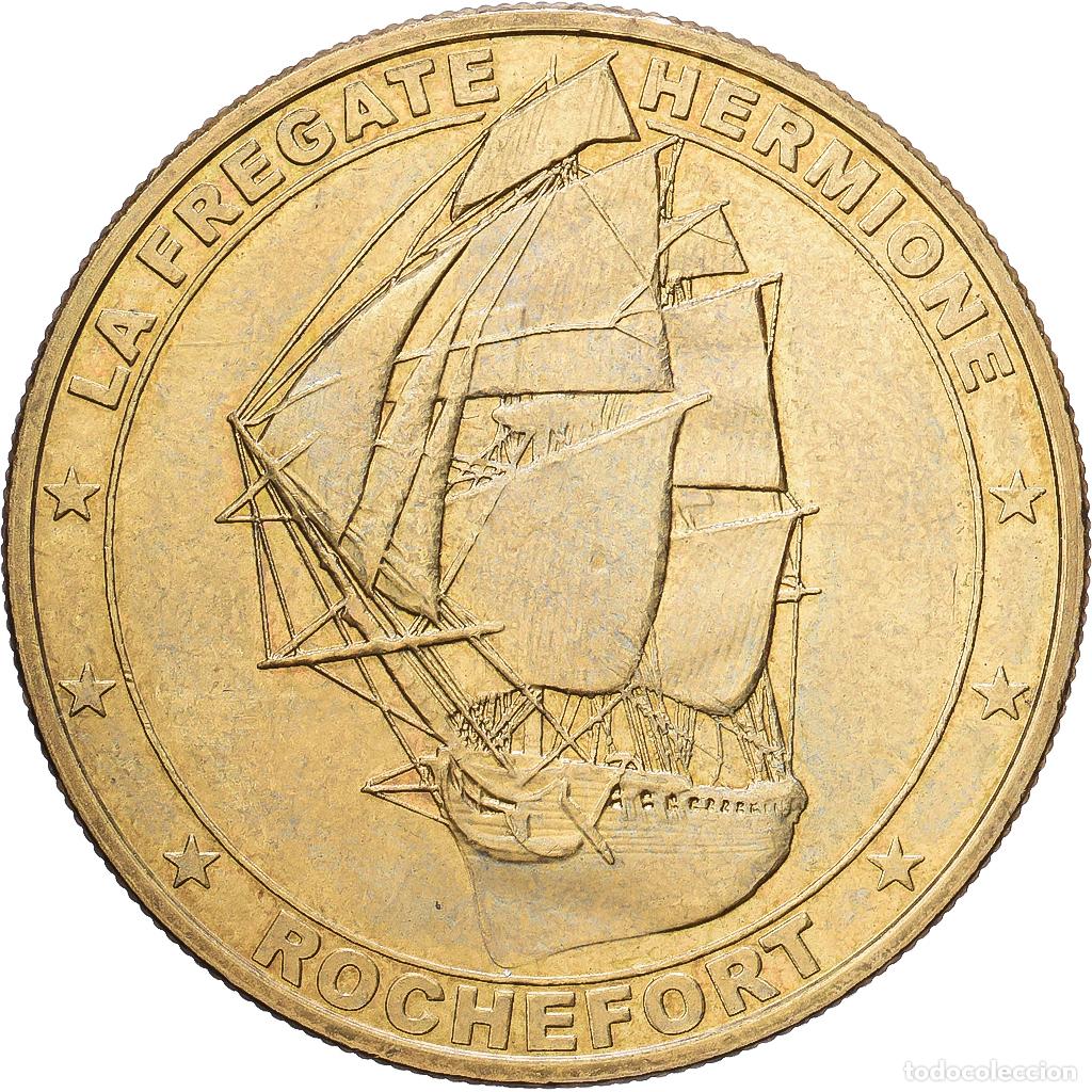 Medallas hist&oacute;ricas: [#1216204] Francia, zeton, Rochefort - la fr&eacute;gate l'Hermione, 2010, Aluminio y