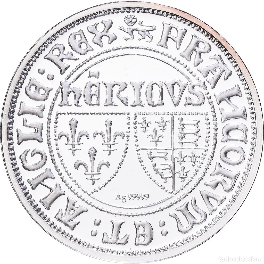 Medallas hist&oacute;ricas: [#1216588] Francia, medalla, Reproduction du Blanc aux Ecus, Henry VI de Lancastre, Plata
