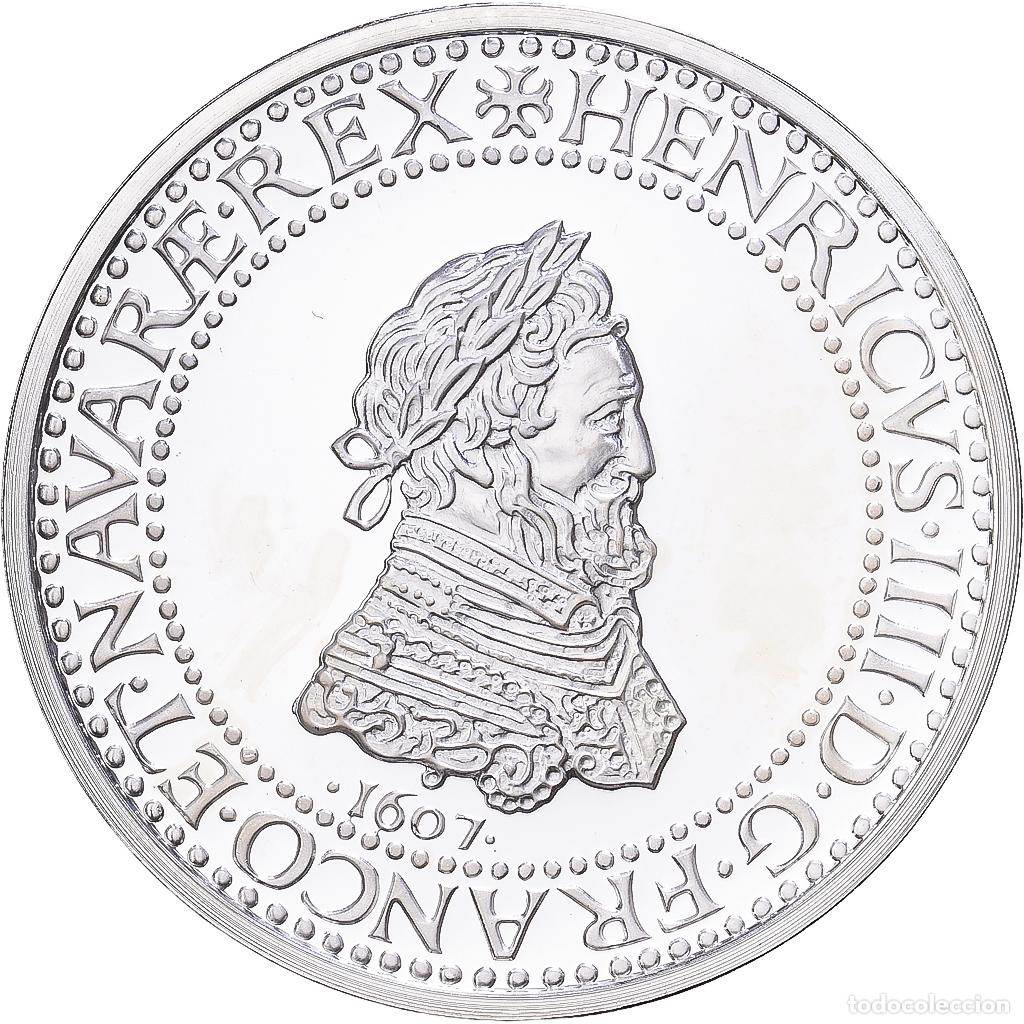 Medallas hist&oacute;ricas: [#1216598] Francia, medalla, Reproduction du Demi-Franc Henri IV 1607, FDC, Plata