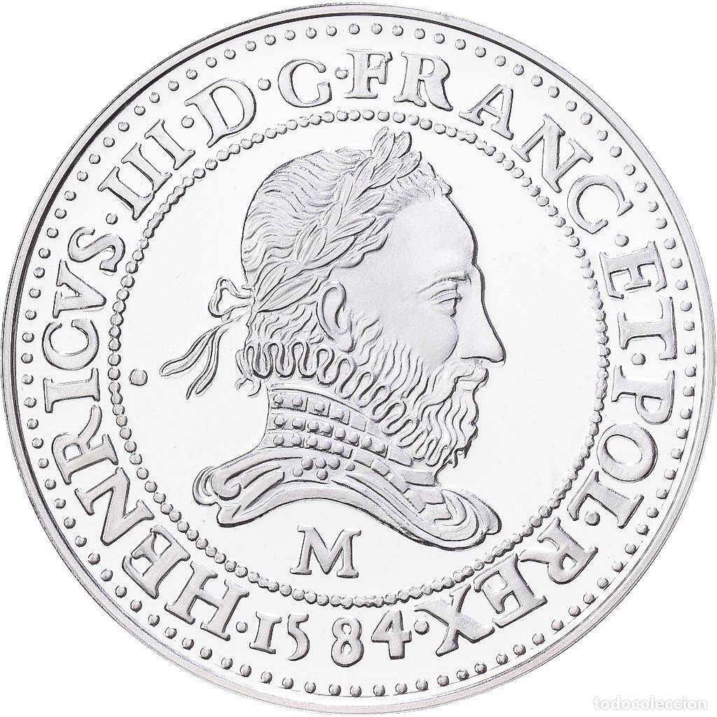 Medallas hist&oacute;ricas: [#1216596] Francia, medalla, Reproduction du Franc au Col Frais&eacute;, Henri III, Plata, FDC
