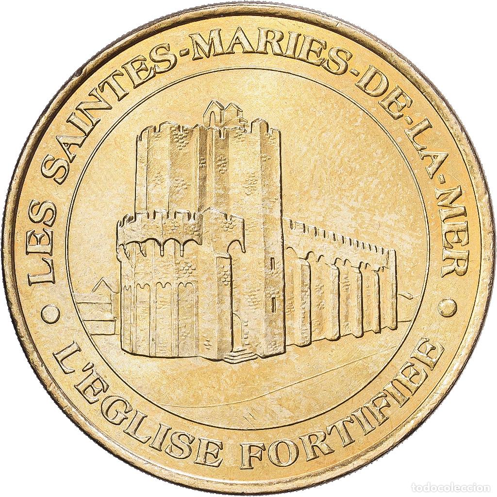 Medallas hist&oacute;ricas: [#1216222] Francia, zeton, Les Saintes Maries de la mer - Eglise n&deg;1, 2001, Aluminio y