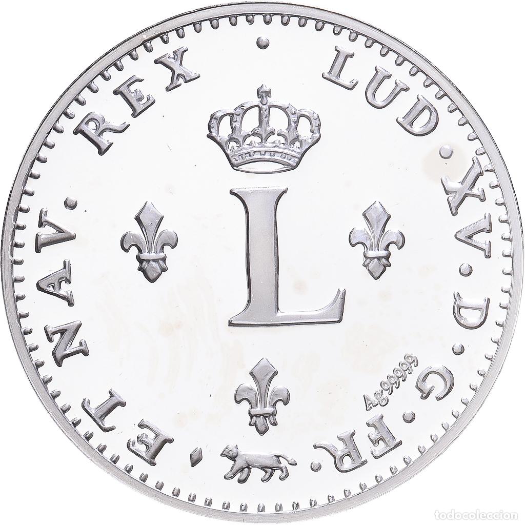 Medallas hist&oacute;ricas: [#1216604] Francia, medalla, Reproduction du Double Sol 1739, Louis XV, Plata, FDC