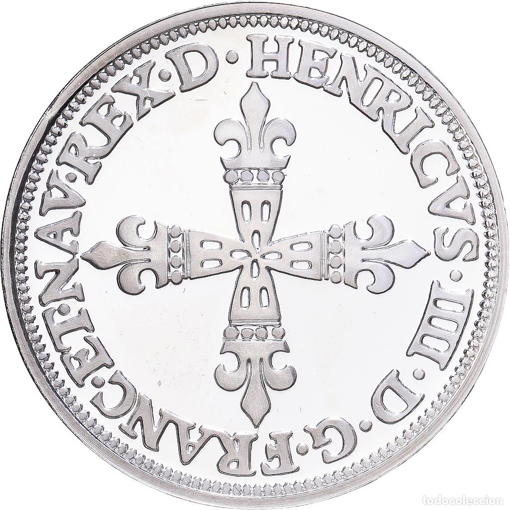 Medallas hist&oacute;ricas: [#1216605] Francia, medalla, Reproduction, Quart d'Ecu du B&eacute;arn, Henri IV, Plata, FDC