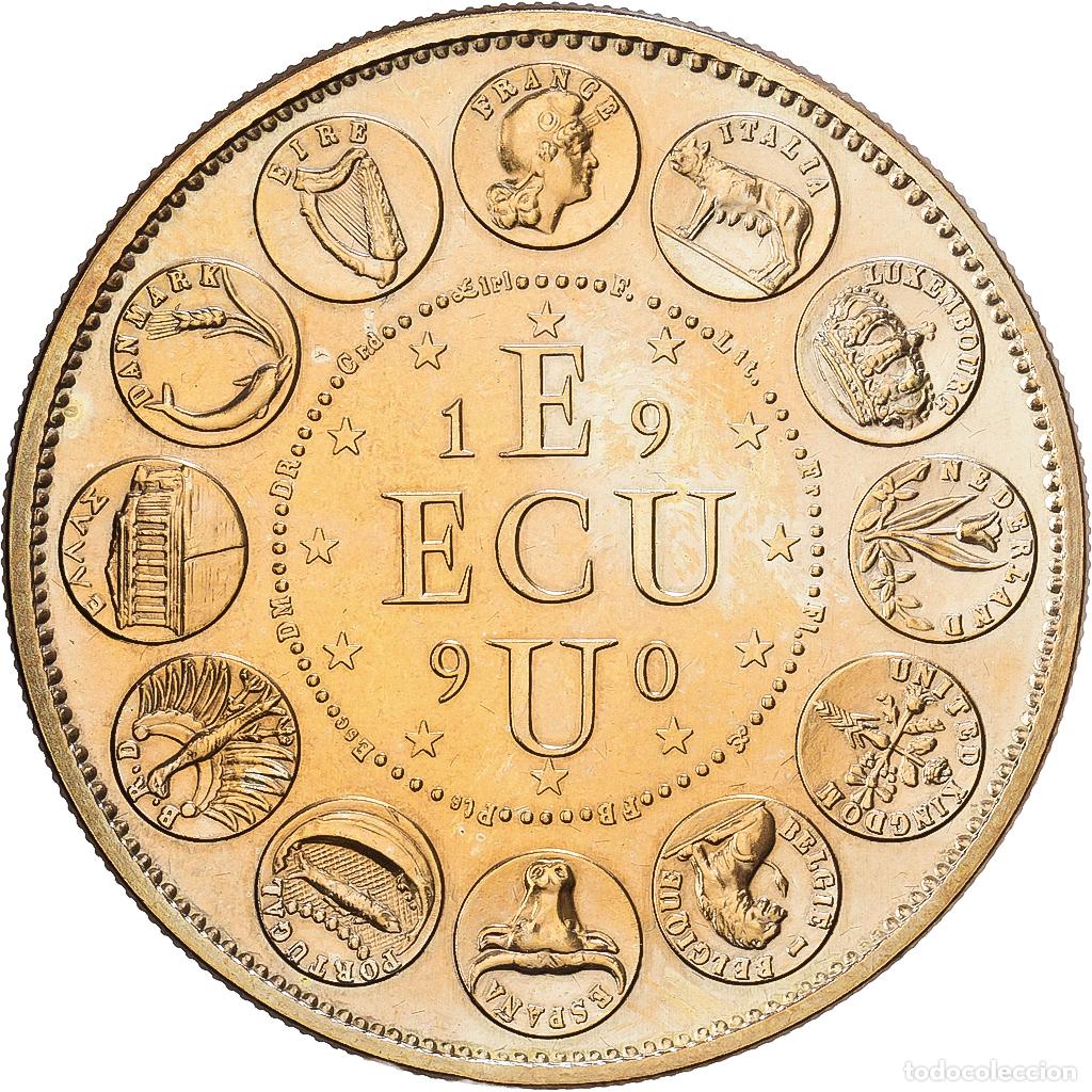 Medallas hist&oacute;ricas: [#1216245] Francia, medalla, Ecu Europa, Marianne, 1990, Cobre - n&iacute;quel dorado, Rodier