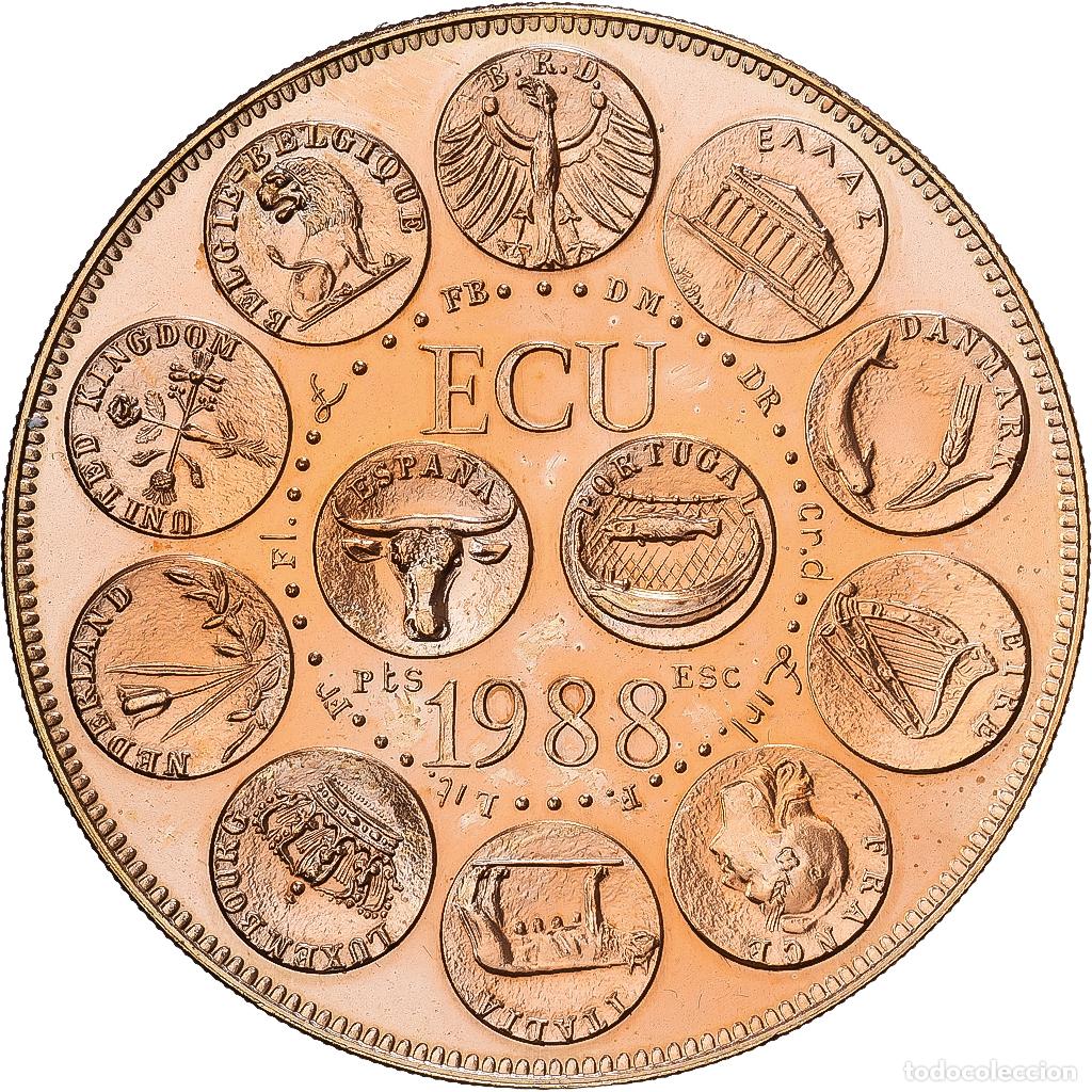 Medallas hist&oacute;ricas: [#1216247] Francia, medalla, Ecu Europa, Marianne, 1988, Cobre - n&iacute;quel dorado, Rodier