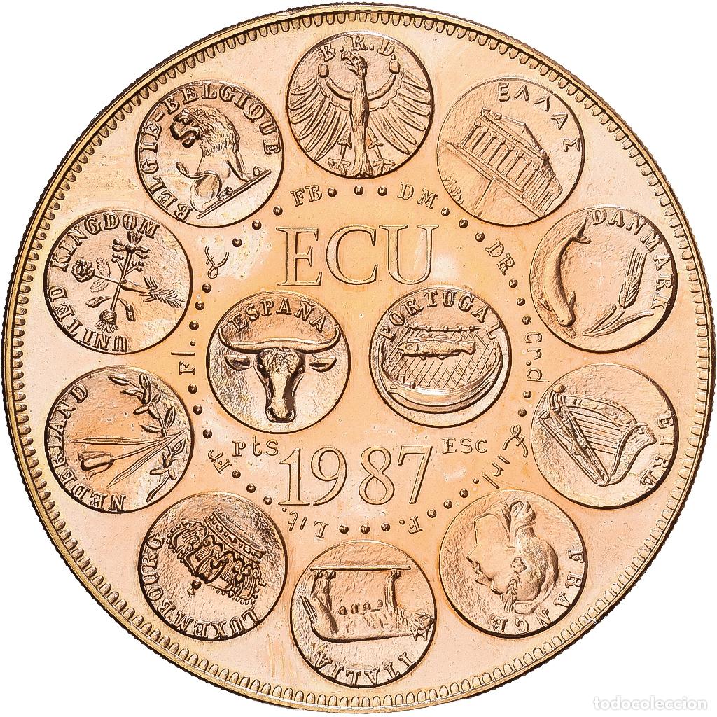 Medallas hist&oacute;ricas: [#1216249] Francia, medalla, Ecu Europa, Marianne, 1987, Cobre - n&iacute;quel dorado, Rodier