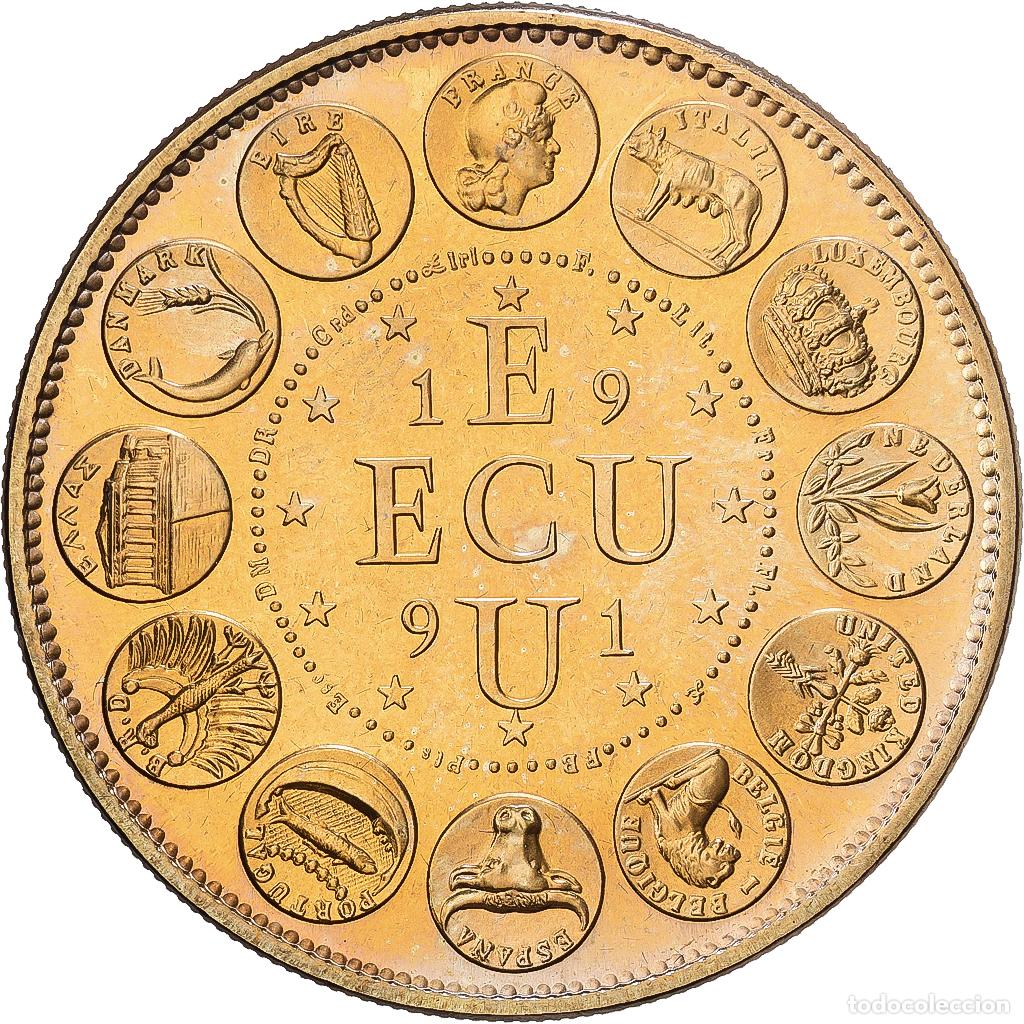 Medallas hist&oacute;ricas: [#1216250] Francia, medalla, Ecu Europa, Marianne, 1991, Cobre - n&iacute;quel dorado, Rodier