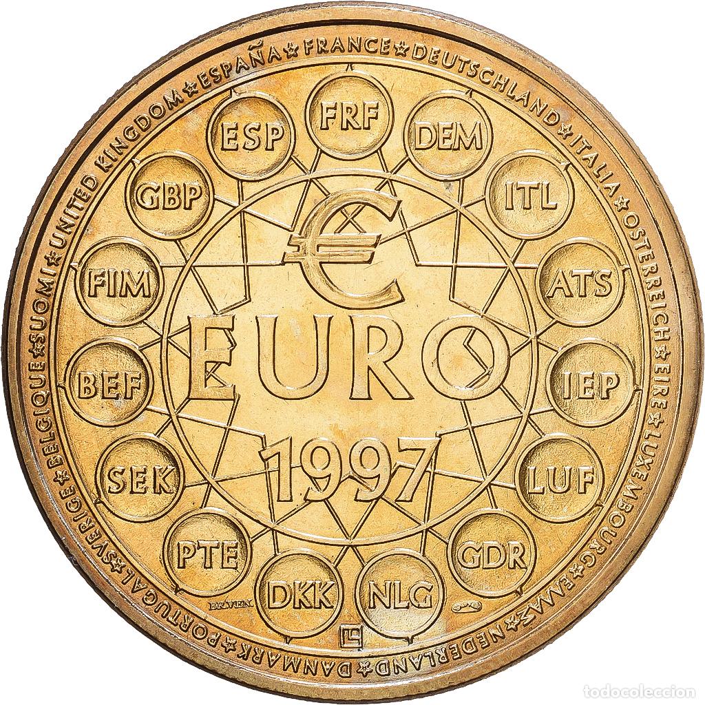 Medallas hist&oacute;ricas: [#1216257] Francia, medalla, Ecu Europa, 1997, Cobre - n&iacute;quel dorado, Jimenez, SC