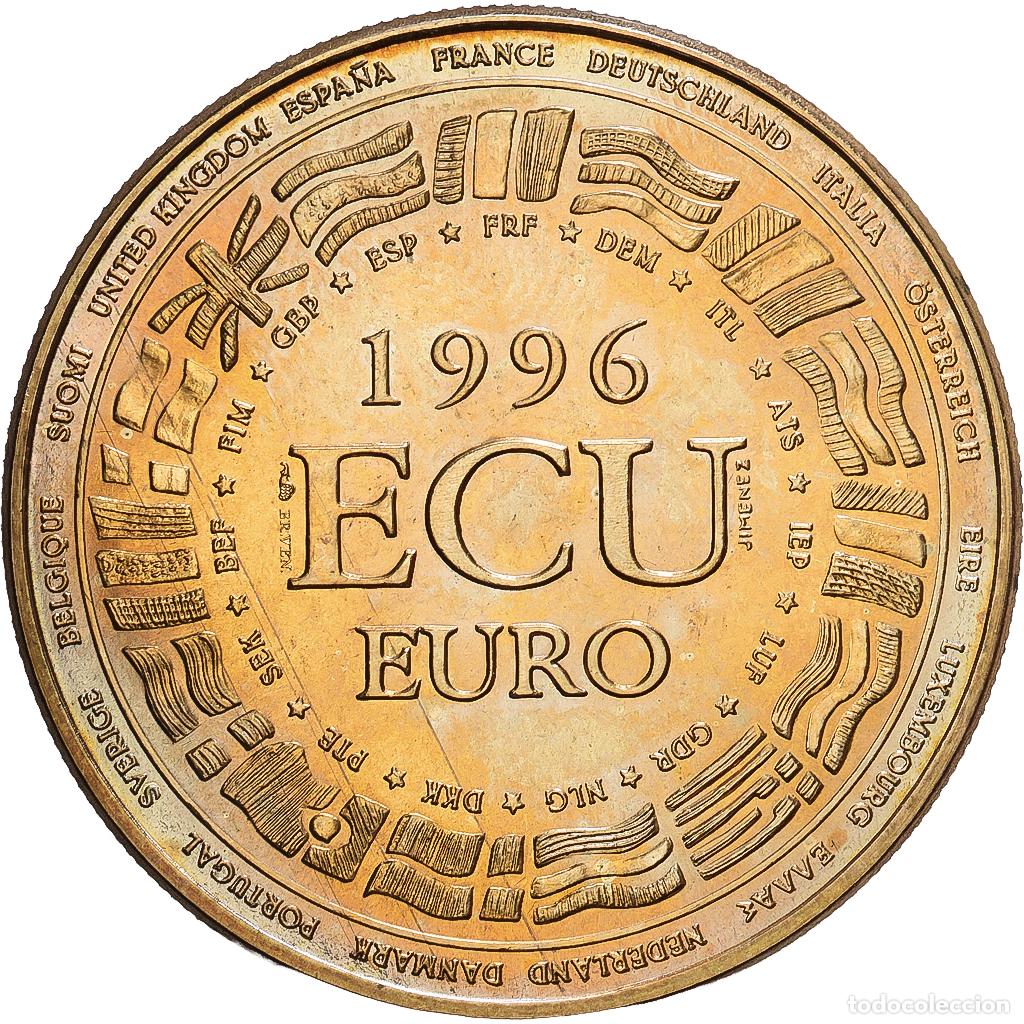 Medallas hist&oacute;ricas: [#1216259] Francia, medalla, Ecu Europa, 1996, Cobre - n&iacute;quel dorado, Jimenez, SC