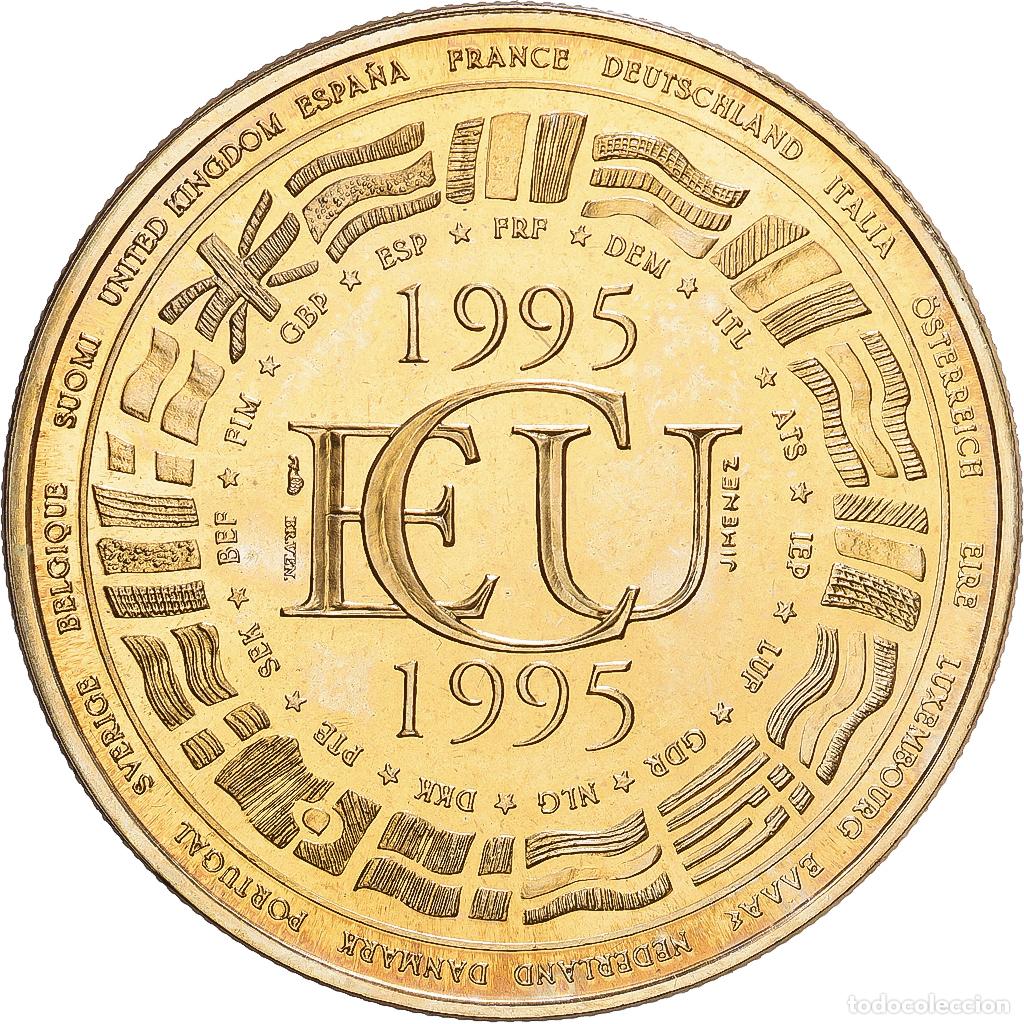 Medallas hist&oacute;ricas: [#1216258] Francia, medalla, Ecu Europa, 1995, Cobre - n&iacute;quel dorado, Jimenez, SC