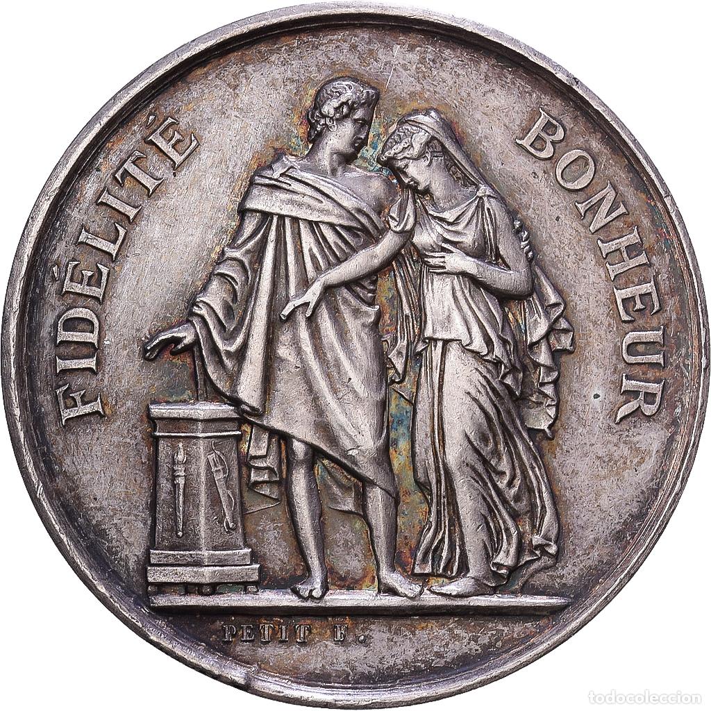 Medallas hist&oacute;ricas: [#1216279] Francia, medalla, Mariage, Fid&eacute;lit&eacute; Bonheur, Plata, Petit, MBC+