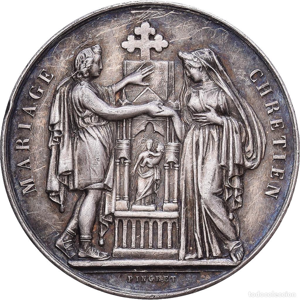 Medallas hist&oacute;ricas: [#1216291] Francia, medalla, Religion, Mariage Chr&eacute;tien, 1887, Plata, Pingret, MBC+