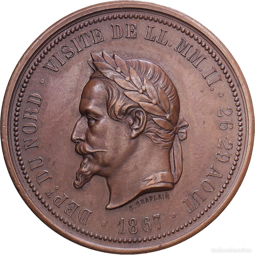 Medallas hist&oacute;ricas: [#1216322] Francia, medalla, Chambre de Commerce de Lille, 1867, Cobre, Chaplain, MBC