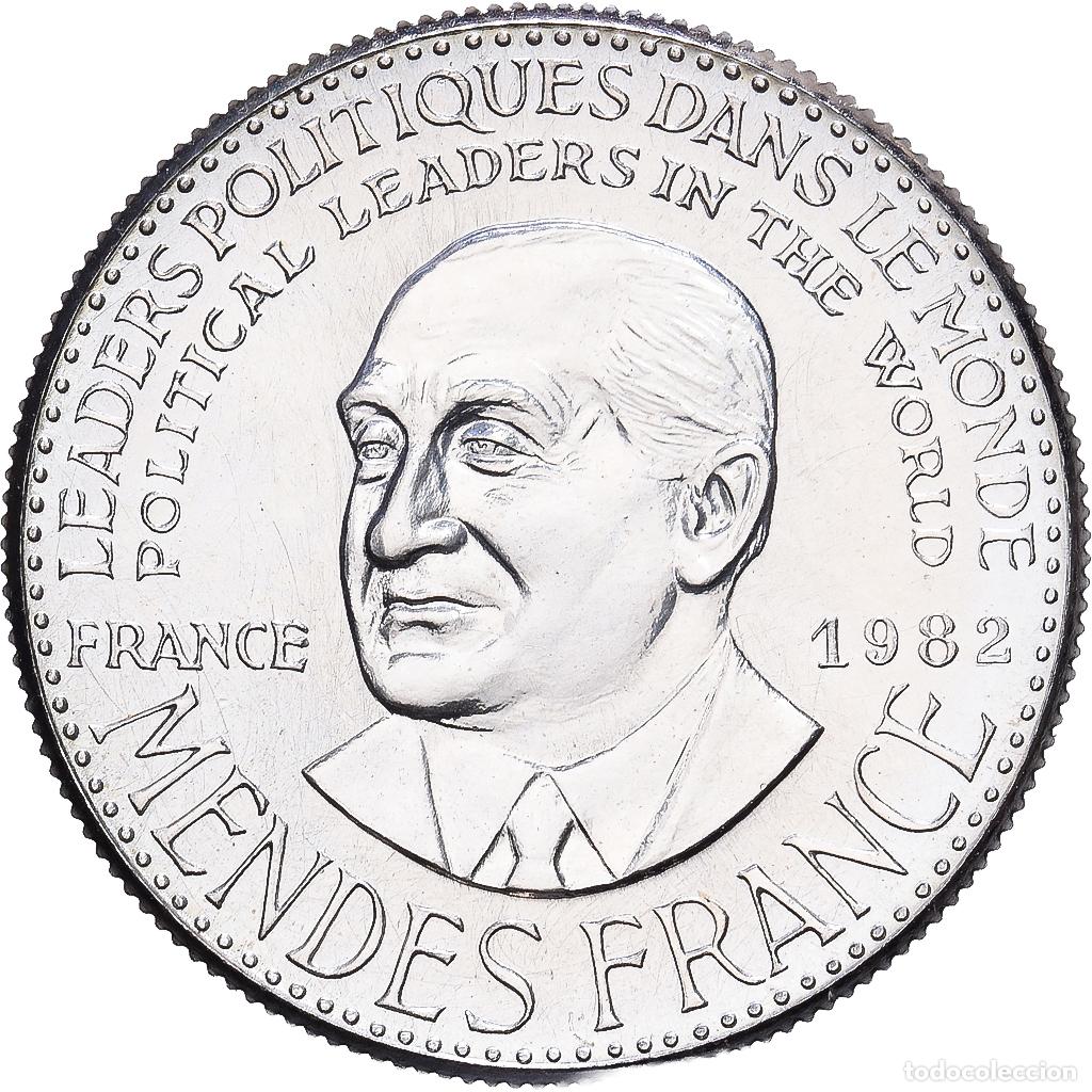Medallas hist&oacute;ricas: [#1216468] Francia, medalla, Pierre Mend&egrave;s France, 1982, Plata, SC