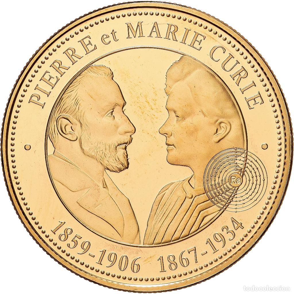 Medallas hist&oacute;ricas: [#1216480] Francia, medalla, Pierre et Marie Curie, Collection Panth&eacute;on, Copper Gilt, SC+