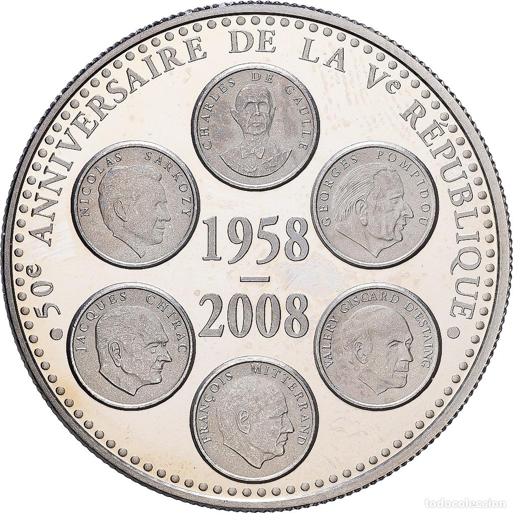 Medallas hist&oacute;ricas: [#1216486] Francia, medalla, 50 &egrave;me Anniversaire de la V&egrave;me R&eacute;publique, 2008, Cobre -