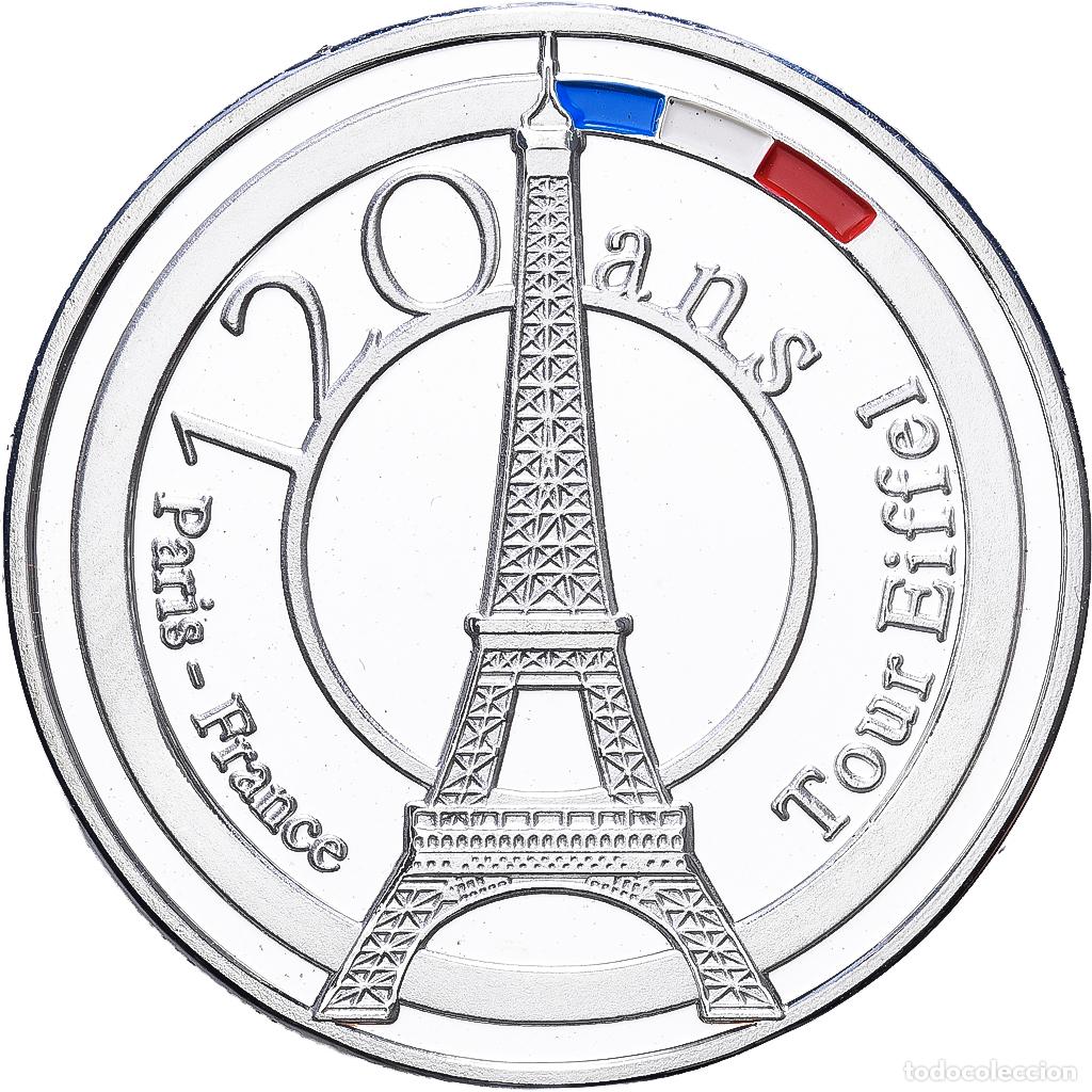 Medallas hist&oacute;ricas: [#1216488] Francia, medalla, Tour Eiffel, 120 Ans, Plata chapada en cobre, SC+
