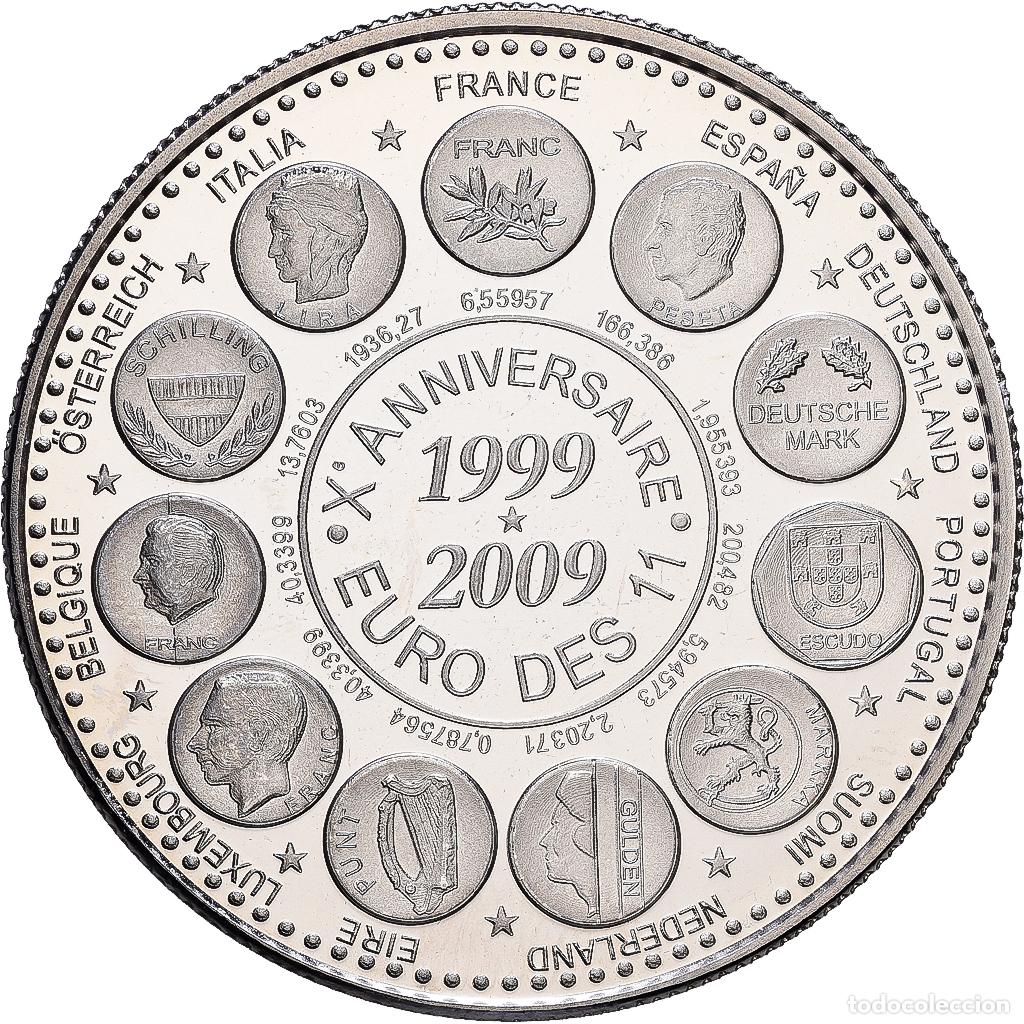 Medallas hist&oacute;ricas: [#1216484] Francia, medalla, 10&egrave;me Anniversaire de l'Euro des 11, 2009, Cobre - n&iacute;quel