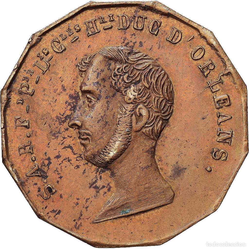 Medallas hist&oacute;ricas: [#1216528] Francia, zeton, Duc d'Orl&eacute;ans, 1842, Lat&oacute;n, MBC