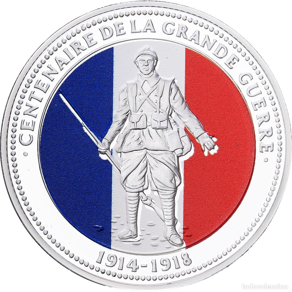 Medallas hist&oacute;ricas: [#1216536] Francia, medalla, Centenaire de la Grande Guerre, Plata chapada en cobre, FDC