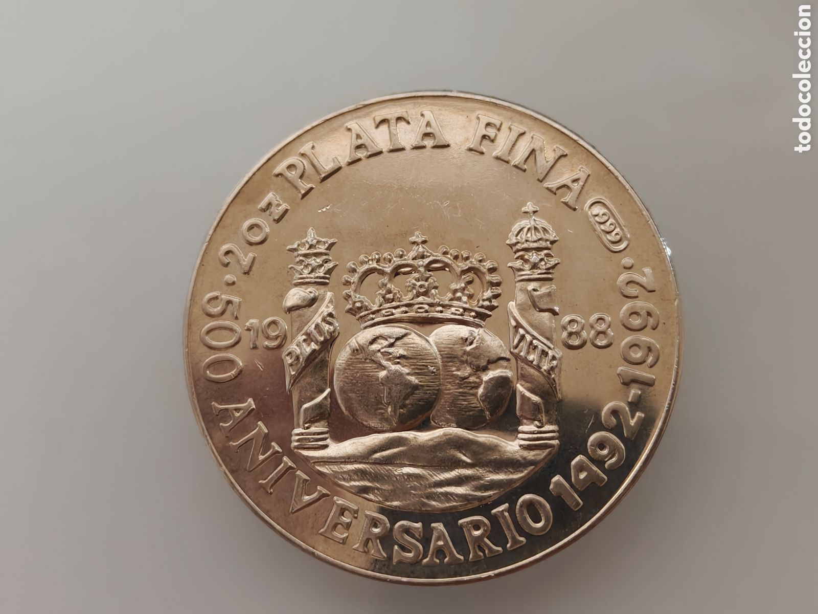 Medallas hist&oacute;ricas: MONEDA 2 ONZAS PLATA 1988 COLUMNARIO COLON 500' ANIV