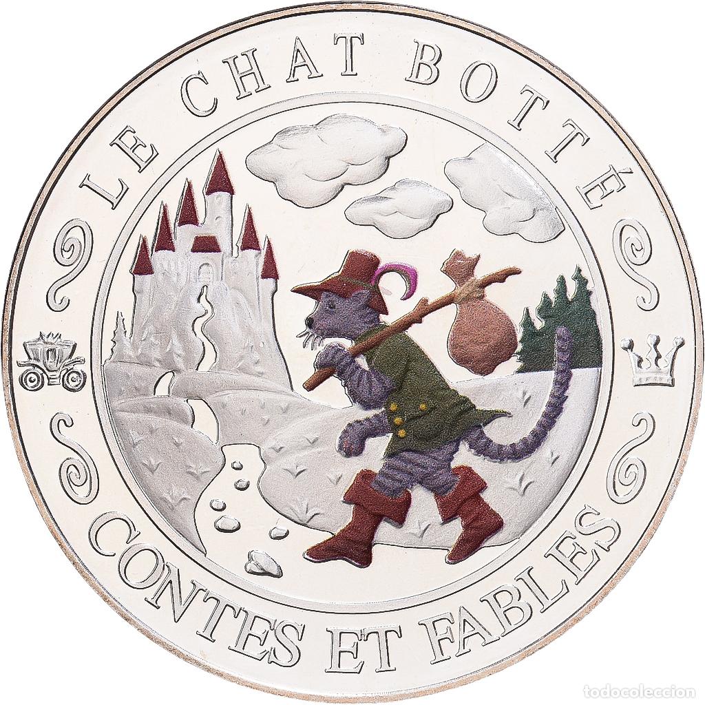 Medallas hist&oacute;ricas: [#1216560] Francia, medalla, Contes et Fables, Le Chat Bott&eacute;, Plata, FDC