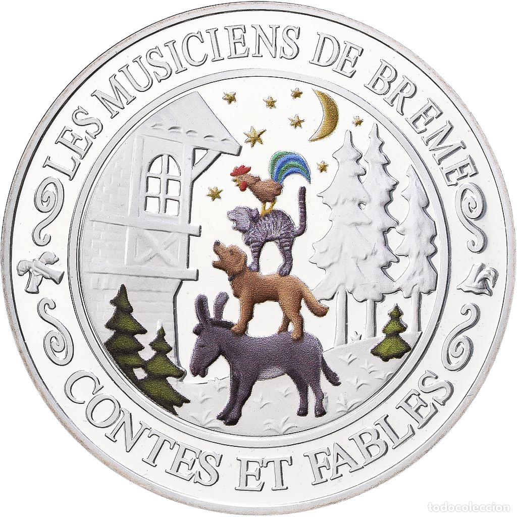 Medallas hist&oacute;ricas: [#1216569] Francia, medalla, Contes et Fables, Les Musiciens de Br&ecirc;me, Plata, FDC