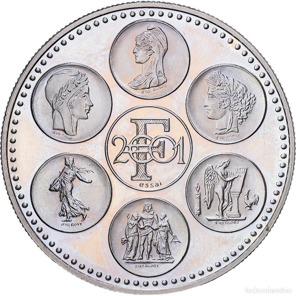 Medallas hist&oacute;ricas: [#1216651] Francia, medalla, Coq, Fin du Cours L&eacute;gal du Franc, 2001, Cobre - n&iacute;quel, SC+