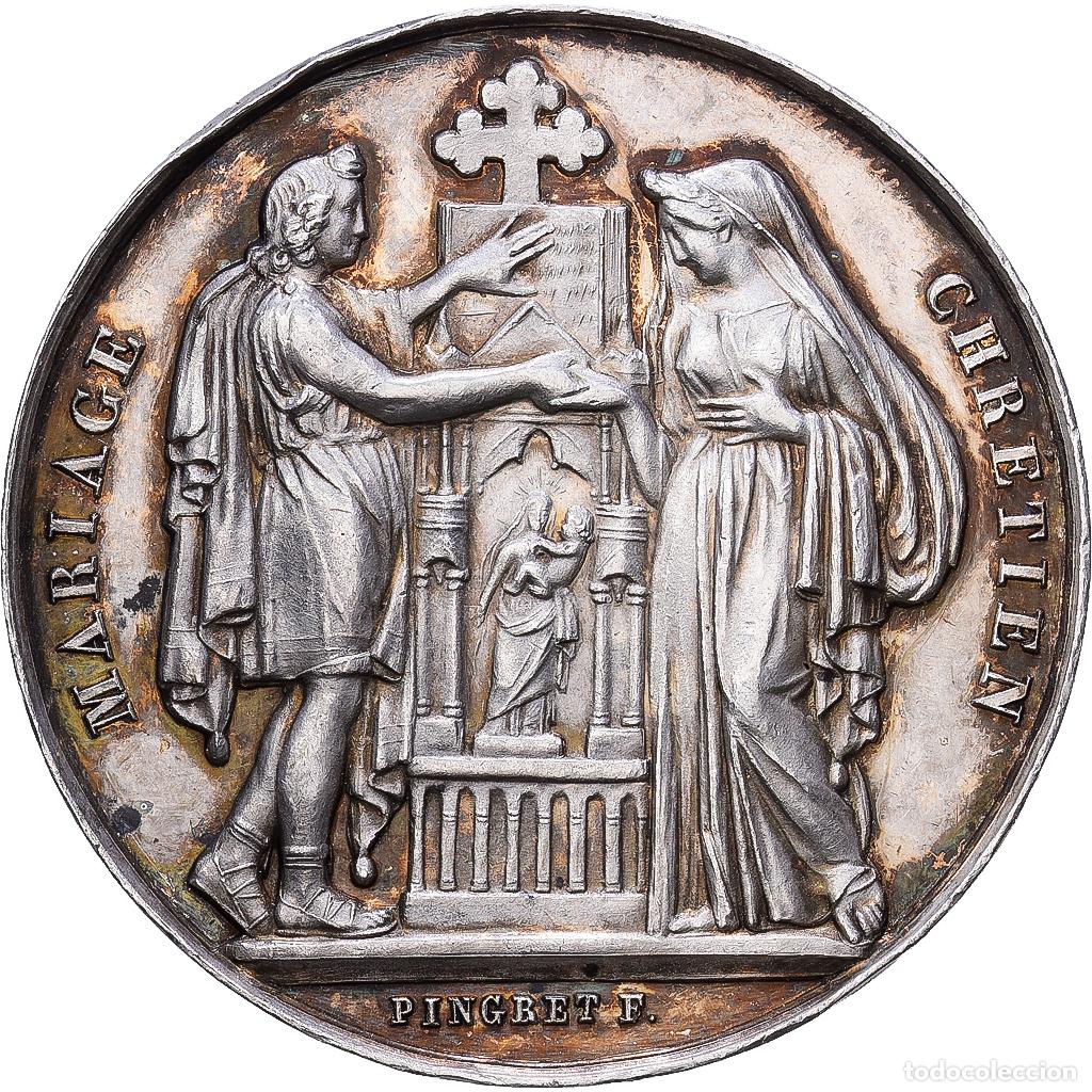 Medallas hist&oacute;ricas: [#1216658] Francia, medalla, Religion, Mariage Chr&eacute;tien, 1860, Plata, Pingret, MBC+