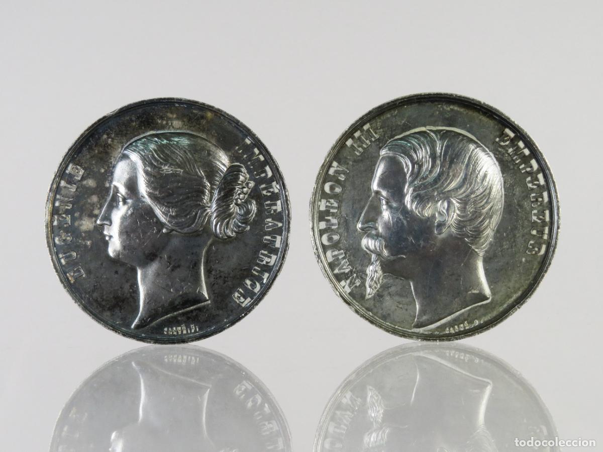 Medallas hist&oacute;ricas: Medalla Napole&oacute;n III Eugenia Montijo Palais Industrie Par&iacute;s Exposici&oacute;n Universal 1855 S XIX