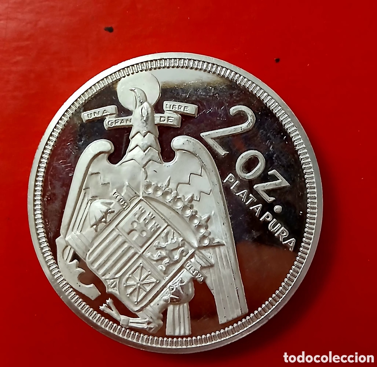 Medallas hist&oacute;ricas: MONEDA DE FRANCISCO FRANCO DE 2 ONZAS DE PLATA PURA