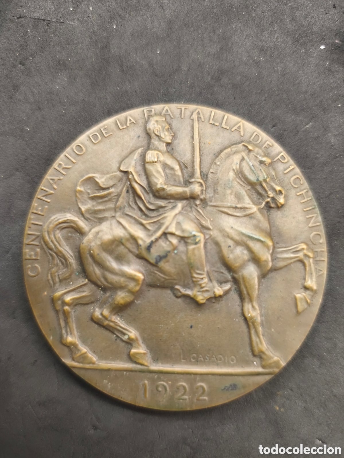 Medallas hist&oacute;ricas: ECUADOR. MEDALLA CENTENARIO DE LA BATALLA DE PICHINCHA. 1.922. BRONCE