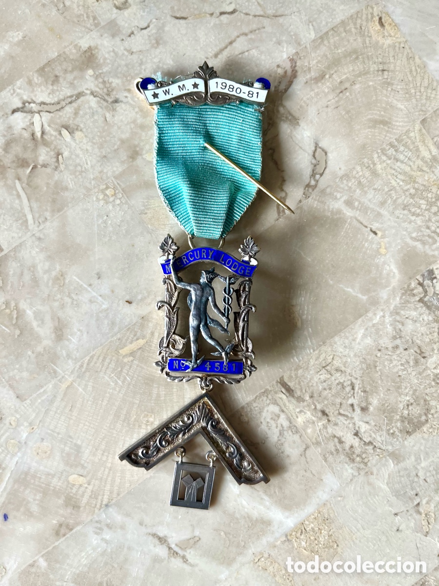 Medallas hist&oacute;ricas: MEDALLA MAS&Oacute;NICA PLATA DORADA Y ESMALTES -MERCURY LODGE 4581- CHJ PURKIS-PUNZ&Oacute;N SPENCER LONDON-