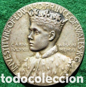 Medallas hist&oacute;ricas: INVESTIDURA DEL PRINCIPE DE GALES, 1911 - PLATA - CON ESTUCHE ORIGINAL